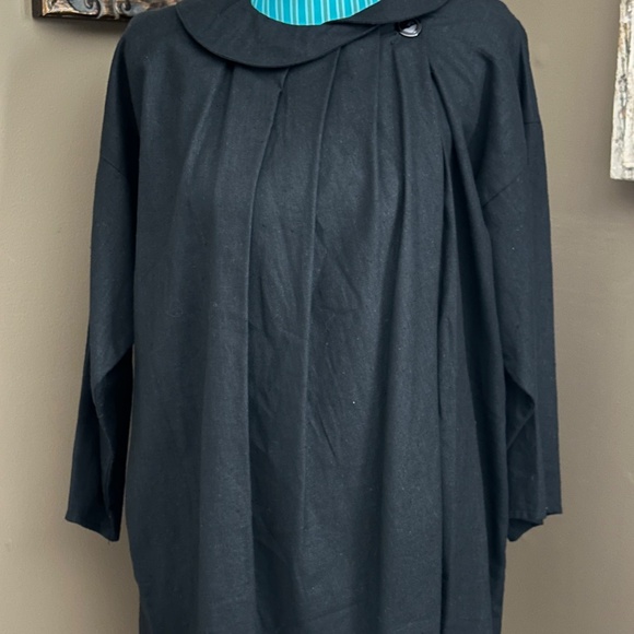 1980's L.A. Passion Lightweight Black Coat, Retro Mid-Century Style, 100% Cotton - Picture 5 of 13